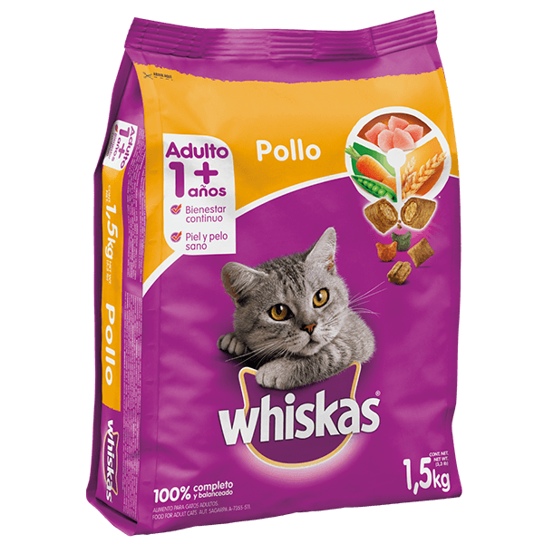 Whiskas Alimento Seco sabor pollo y leche para Gato Adulto Alimento